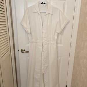 Cider Cream Button-Front Midi Shirt Dress